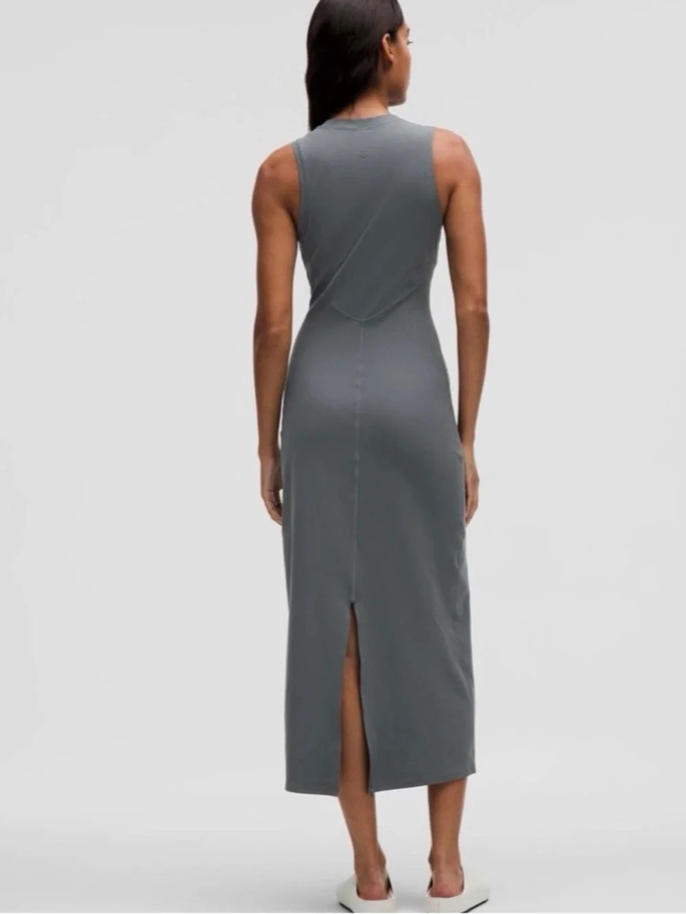 Lululemon All Aligned Ribbed Midi Dress Oil Grey Size 10